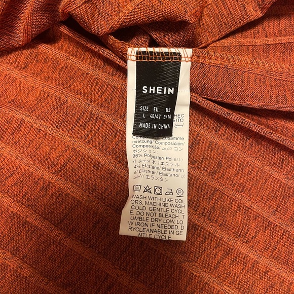 SHEIN High Waist Ribbed Knit Orange Skirt - Picture 7 of 8